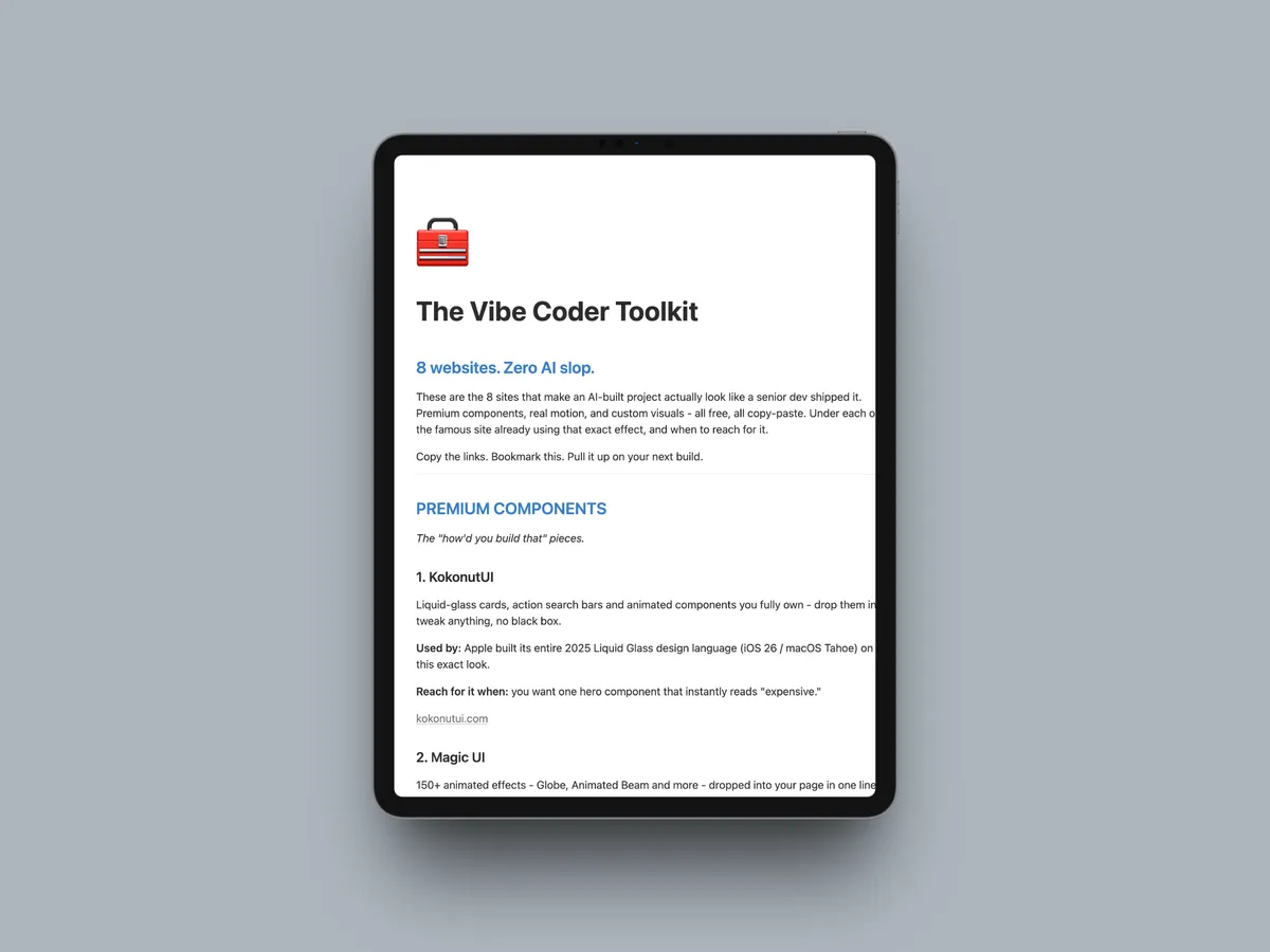 The Vibe Coder Toolkit - 8 Free Websites for Premium Sites