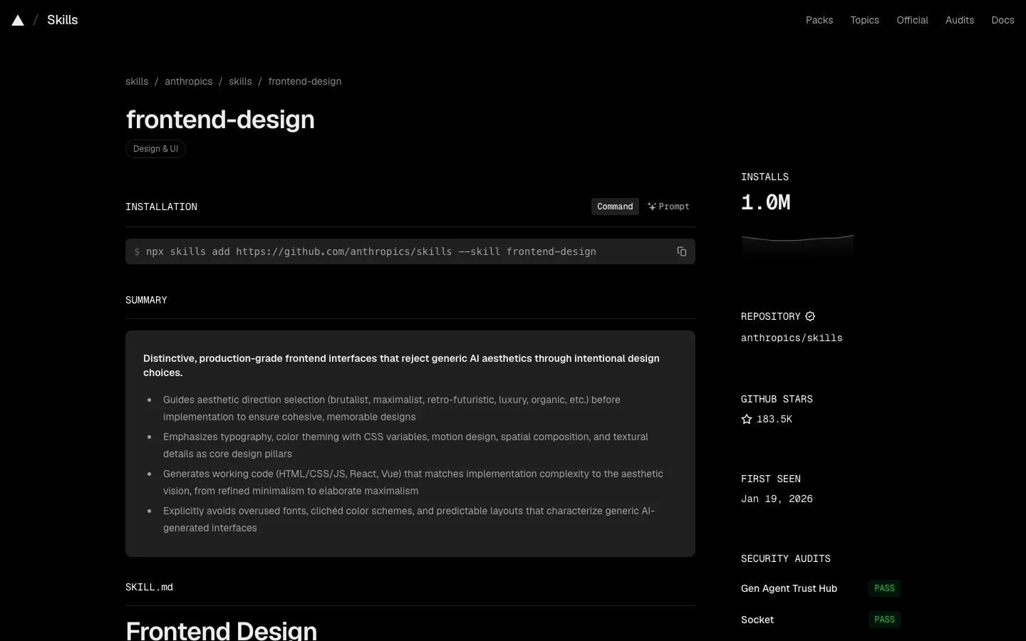 Frontend Design skill
