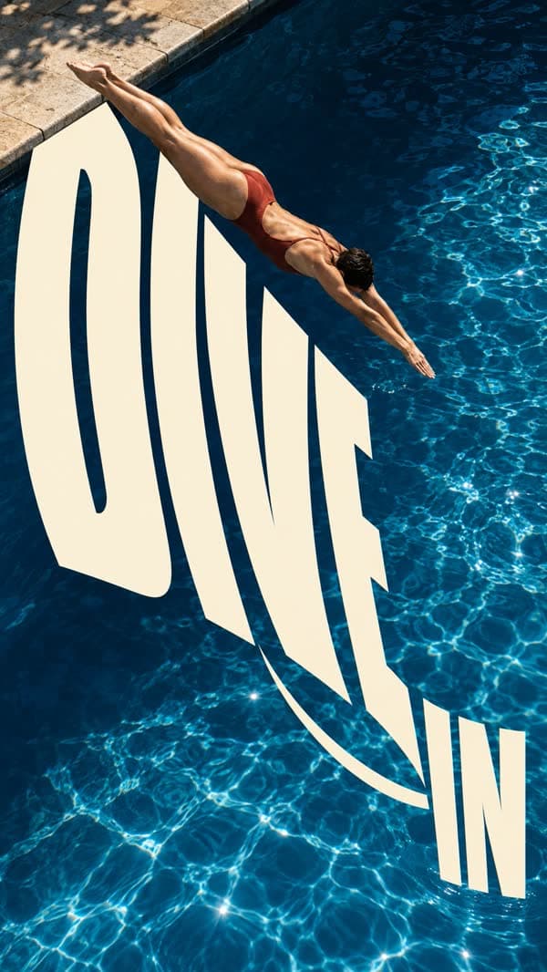 Editorial campaign poster with a diver